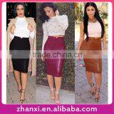Ladies Club Party Sexy Fashion Wholesale Women PU Leather Midi Pencil Skirt