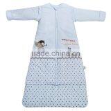 Children's 100% Cotton Baby Sleeping Bag Detachable Sleeve and Detachable Cotton Fillings Quilt for Four Seasons Blue Color thumbnail-1