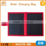 Factory private model 6W solar panel foldable leather bag solar charger