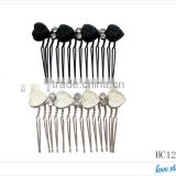 2014 New design hair comb, crystal hair combs with heart shape
