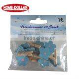 Blue Flower Colorful Wooden Mini Clip