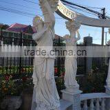 Hand Carved Outdoor Garden Yellow Marble Gazebo For The College thumbnail-2