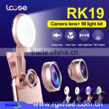 Wholesale Beauty RK19 selfie ring light Mobile phone 2 in 1 fisheyes lens Led fill light