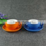 Stock cheap Best selling fancy ceramic color glazed coffee cup set with saucer espresso cup
