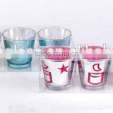 long-stemmed glass candle holder with plating