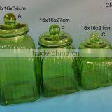 Colored Green Square Wholesale Glass Apothecary Jars