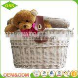 China Custom Handmade Removable Pink New Wicker Rattan Bicycle Basket With Lid thumbnail-5