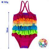 2017 Summer New Style 1 Piece Swimsuit Rainbow Color Ruffle Swimwear Kids Girl thumbnail-5
