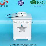 Glazed White House Ceramic Lantern, Candle Lanterns With Handle thumbnail-2