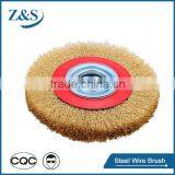 Circular Steel Wire Brush Brass Plated thumbnail-1