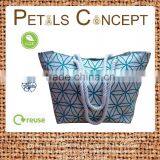 Hot Exclusive Floral Print Cotton Canvas Beach Bag With Twisted Rope Handle - Hanging Zip Pocket-made From Natural 12 Oz Canvas thumbnail-2