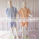 95% Cotton 4 Solid Colors Man and Women Short Sleeve Pyjamas Soft Sweat Steaming Clothes Spring and Summer Waffle Sleepwear thumbnail-4