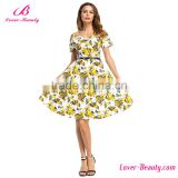 2017 Flower Print Fancy Summer Fashion Dress Women