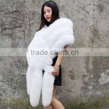 CX-B-33 Wholesale European Real White Fox Fur Shawl With Fox Fur Tail thumbnail-4
