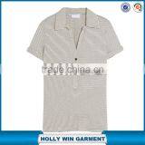 Striped Stretch-jersey Polo Shirt Women Wholesale thumbnail-1