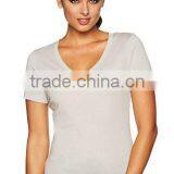 Next Level Apparel Ladies' Poly Cotton V-Neck Tee - Made From 65% Polyester and 35% Combed Cotton and Comes With Your Logo. thumbnail-1