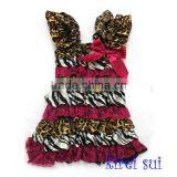 Girls Brown Leopard Zebra Hot Pink Cap Sleeves Lace Ruffles Pettidress One Piece LDCLOZ5 thumbnail-1