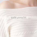 Factory Wholesale Wide Neck Cotton Knit Pattern Pullover Sweater Design for Women thumbnail-5