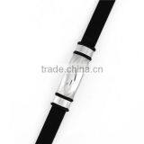 Custom Silver Tone Blank 304 Stainless Steel All Blacks Silicone Wholesale Wristbands thumbnail-2