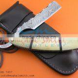 Damascus steel handmade razor with camel bone handle