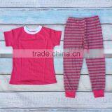 Wholesale Children Organic Cotton Fabric Pajamas Kids Girls Matching Fancy Striped Pajamas thumbnail-3