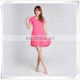 Summer Dress Bamboo Fiber Rayon Pleated O Neck Short Sleeves thumbnail-5