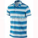 Custom blue stripe golf polo shirt for men