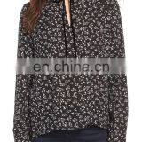 MIKA2465 Ruffled Collar Print Blouse