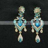 Innovative Designer Gold Plated Bollywood Style Kundan Earrings Set In Turquoise Color thumbnail-2