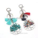 Natural Stone Bead Metal Tree With Tassel Pendant Keychain thumbnail-3