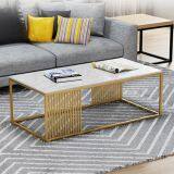 Hot Product Square White Marble Table Top Expanding Table Furniture With Gold Frame thumbnail-2