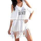 2019 Dress Womens Tassel Letters Print Baggy Swimwear Bikini Cover-UPS Beach Dress vestidos de fiesta #25 Dropshipping