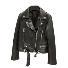 2021NEW FASHION LADIES' GENUINE LAMBSKIN LEATHER JACKET MOTORCYCLE JACKET thumbnail-1