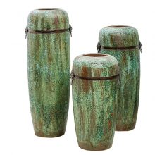 Air Bubble Glaze Modern Simple Fashion Green Large Ceramic Vase With Ring For Office Decor thumbnail-5