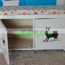Wooden Shoe Storage Bench Stools Chest Cabinet With Cushions Seat Ottomans thumbnail-3