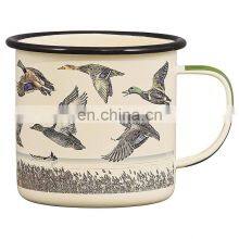 350ml Custom Wholesale Enamel Cup With Lid With Black Rolled Rim thumbnail-3