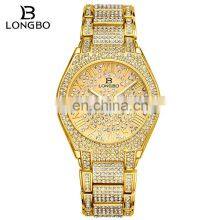 LONGBO 80667 Lady Watch Excellence Quartz Diamond Gold Stainless Steel Luxury Charm Watch For Women thumbnail-1
