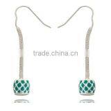 Sterling Silver Ladies Crystal Earring With Murano Lampwork Glass Bead thumbnail-4