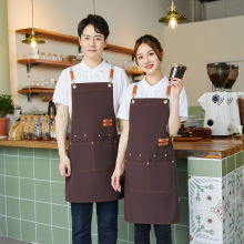 Custom Logo Printed Polyester Apron Commercial Grade Waterproof Overalls for Milk Tea Coffee Shops for Waiters Restaurant Staff thumbnail-3