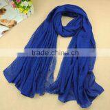 Wholesale Solid Color Cotton Linen Lace Fashion Ladies Scarf Quality Choice thumbnail-5