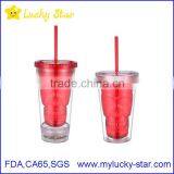 BPA Free Acrylic Double Wall 16 oz Tumblers With Straw and LED Light FDA Standard PVC or Paper Insert Mugs thumbnail-1