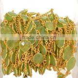 AAA Beautiful Natural Green Chalcedony Free Shape Bezel Continuous Connector Chain 10-15mm In 24k Gold Plated Wire by Foot thumbnail-1