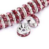 Silver Plated Rose Color #209 Rhinestone Jewelry Rondelle Spacer Beads Variation Color and Size 4mm/6mm/8mm/10mm