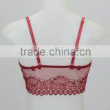 90% Viscose Deep Red Sheer Lace Cami Bra Sale thumbnail-3