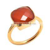 Sterling Silver Orange Chalcedony Cushion Gemstone Gemstone Ring thumbnail-1