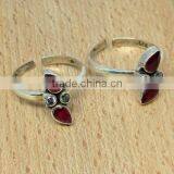 Hot Sales Popular Jewelry Red Onyx_White CZ 925 Sterling Silver Toe Ring, Unique Silver Jewelry, Fashion Silver Jewelry thumbnail-1