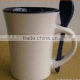 Creative Fashion Simple Mluti-color Different Shape Ceramic Coffee Mug With Inserting Spoon thumbnail-3