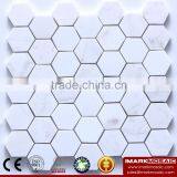 IMARK Hexagon Pattern Volakas White Marble Stone Backsplash Mosaic Flooring Tile and Wall Tiles