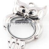 Owl Floating Charm Locket With Rhinestone thumbnail-2