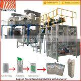 Bag and Pouch Repacking Machine With Conveyor